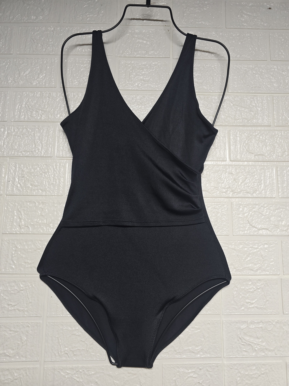 1970s Vintage Black One-Piece Leotard/ Swim Suit- Classic V-Neck